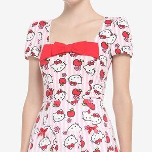 Hot Topic Hello Kitty striped apple flower print scoop neck bow top M Sanrio